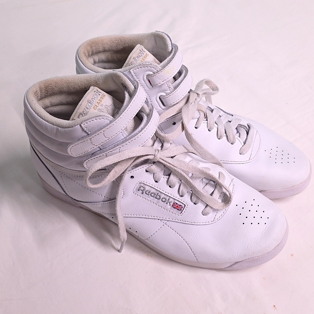 Reebok Freestyle Hi Sneaker Womens 9 White Leather High Top Retro 100020037